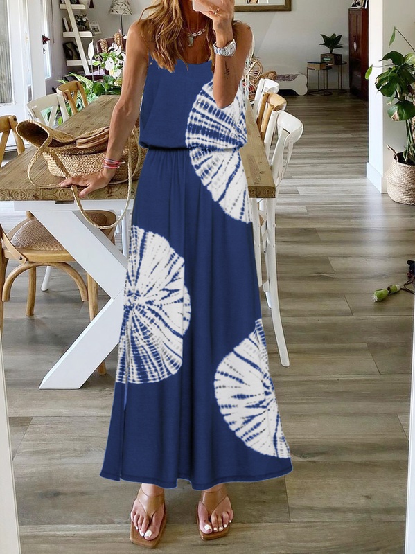 A Line Ombre tie Dye Cotton Holiday Knitting Handmade Dress