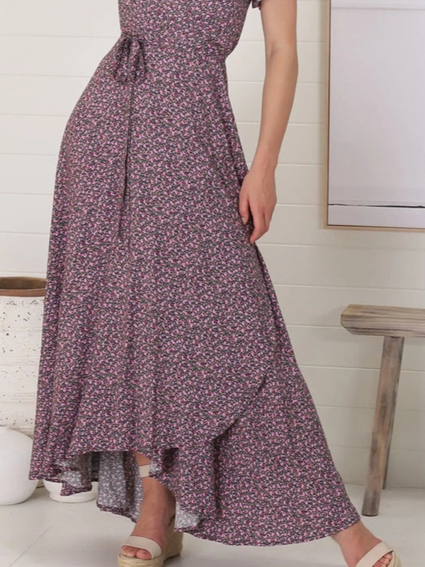 Disty Floral Loose Casual Handmade Dress