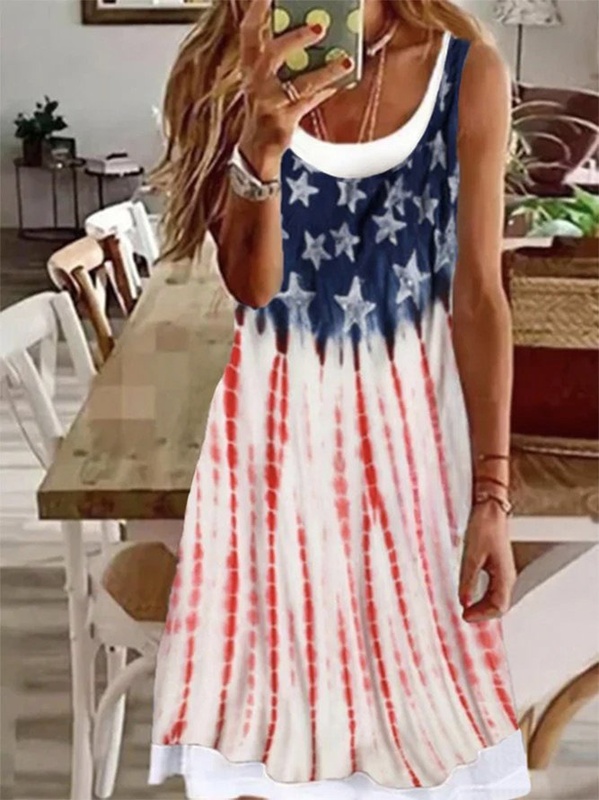 Starts Casual Sleeveless Plus Size Knit Handmade Dress