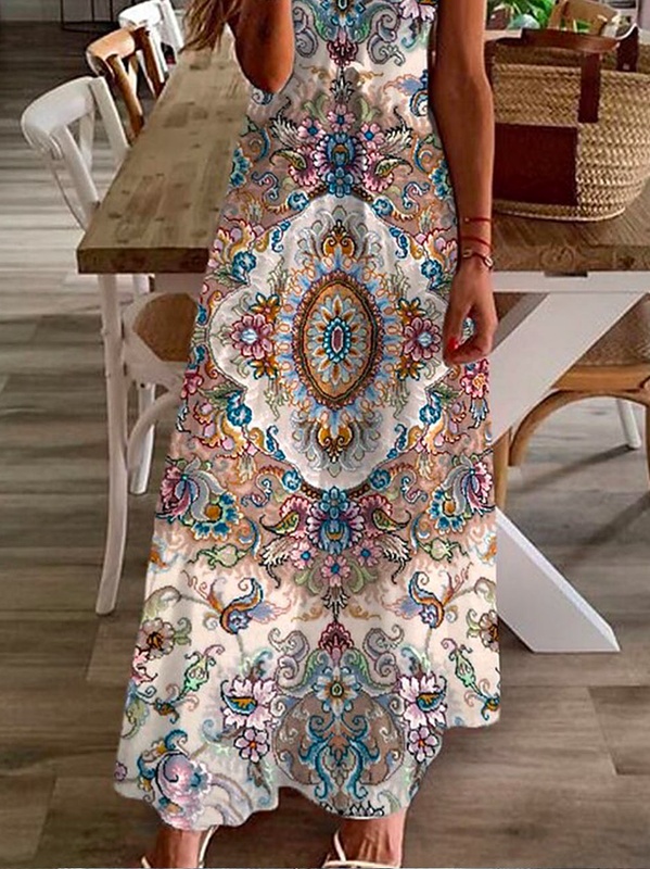 Casual V Neck Loose Handmade Dress