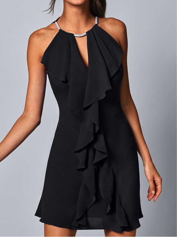 Sleeveless A Line Basic Solid Weaving Handmade Dress