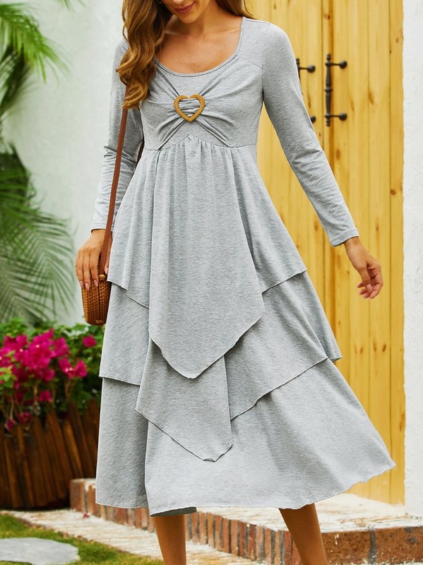 Casual Jersey Grommets Loose Handmade Dress