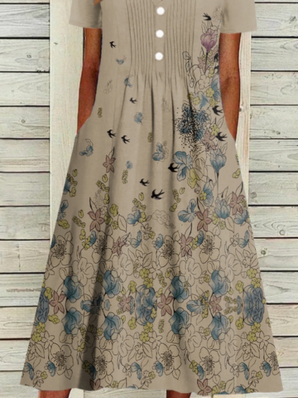 Jersey Floral Casual Handmade Dress