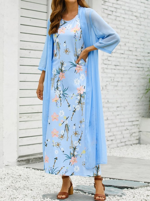 Floral Sweet Long Sleeve Woven Handmade Dress