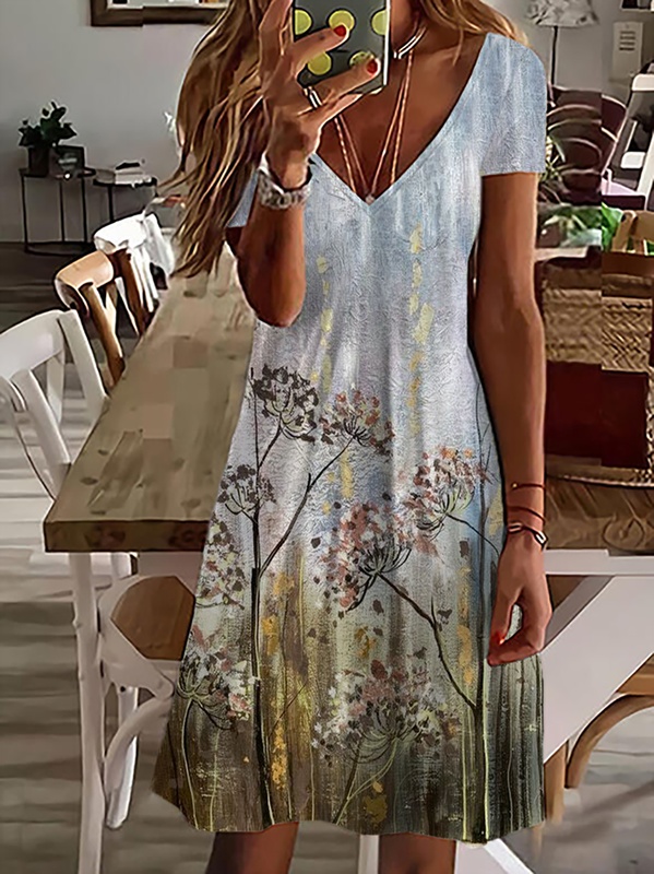 Casual Loose Dandelion Jersey Handmade Dress