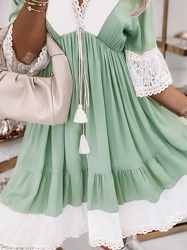 Plus size Casual Half sleeve Handmade Dress