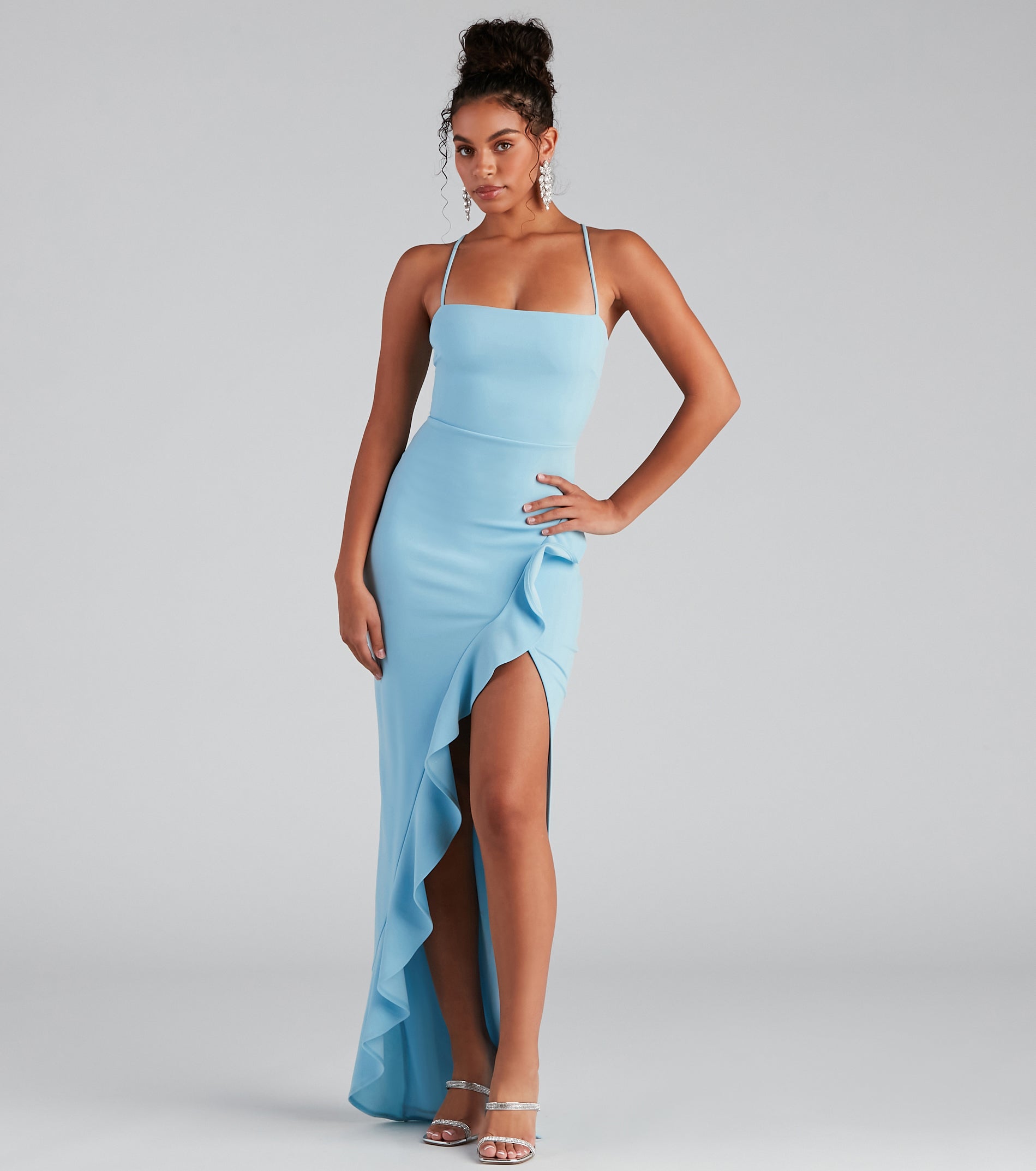 sleeveless high slit formal dress