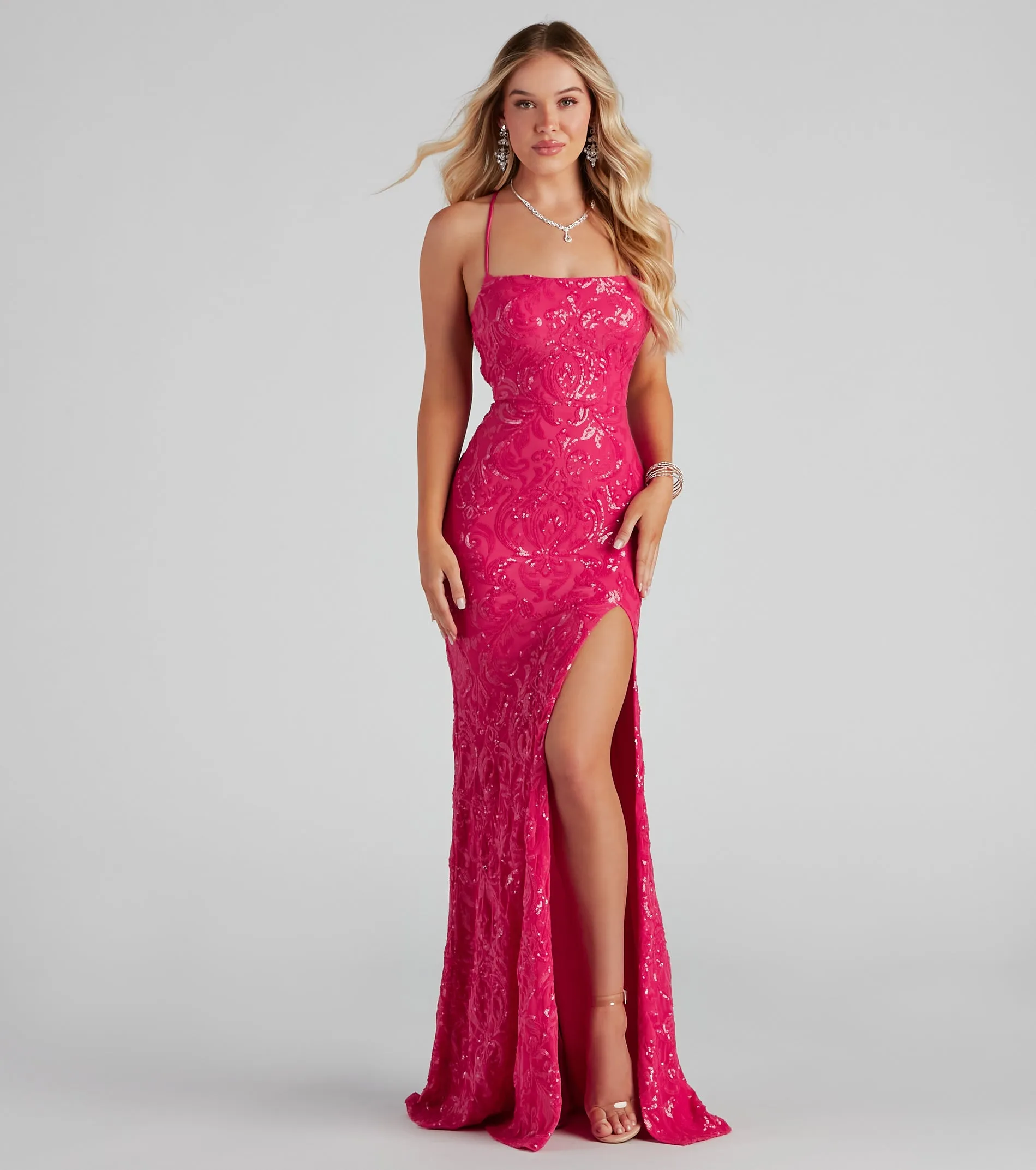 Pink sequined mermaid dress