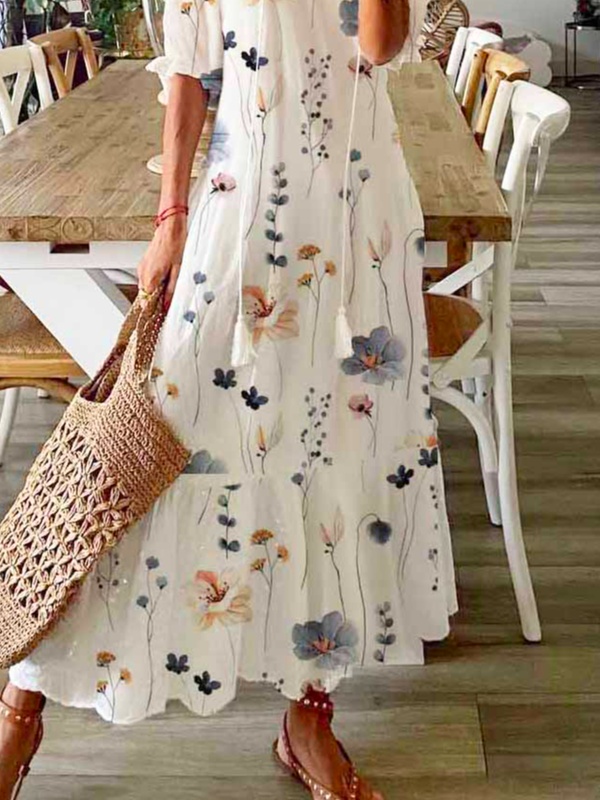 Floral Casual Others Loose Handmade Dress