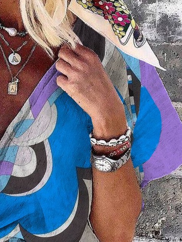 Shift Holiday V Neck Short Sleeve Weaving Handmade Dress