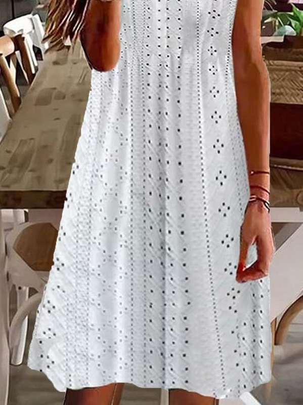 Casual Plain Buckle Sleeveless Handmade Dress