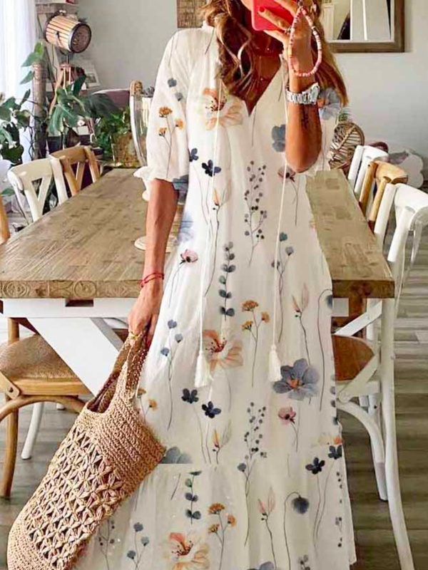 Floral Casual Others Loose Handmade Dress