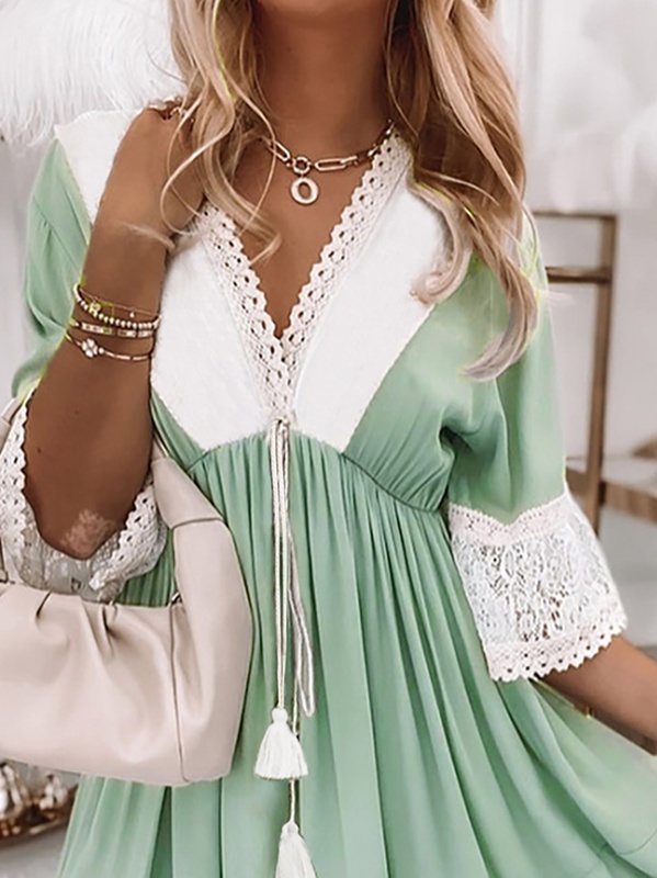 Plus size Casual Half sleeve Handmade Dress