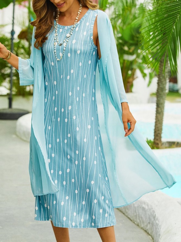 Chiffon Crew Neck Two Piece Set