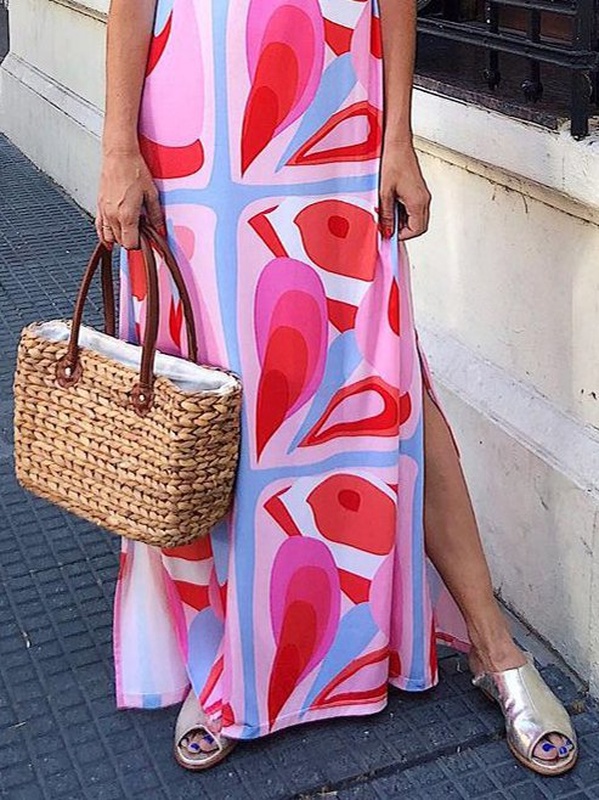 Boho Floral Knitting Handmade Dress