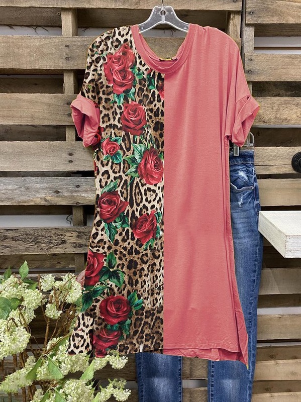 A Line Boho Crew Neck Short Sleeve Knitting Handmade Dress