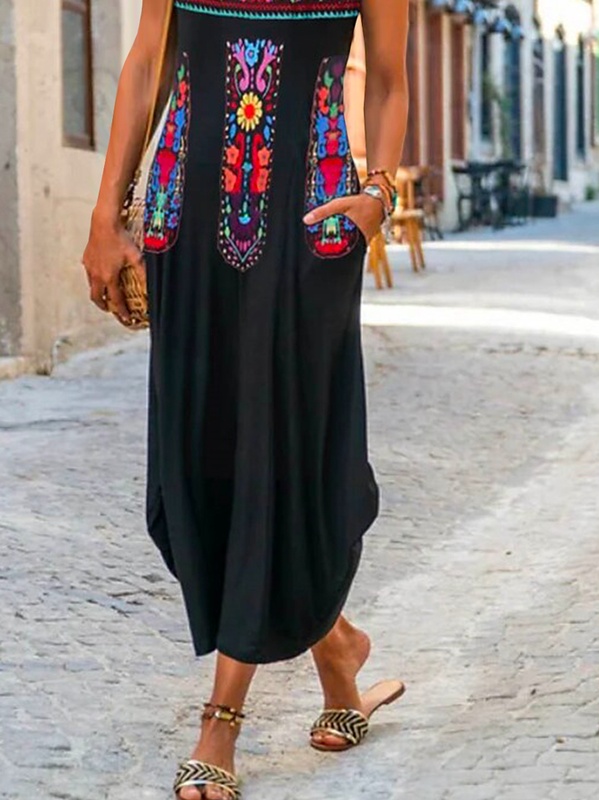 Cut Outs Casual Ethnic Handmade Dress