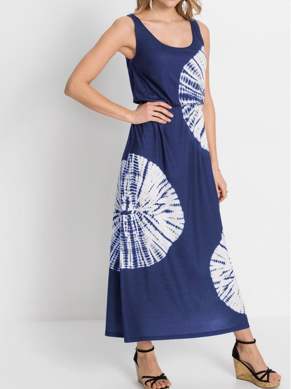 A Line Ombre tie Dye Cotton Holiday Knitting Handmade Dress