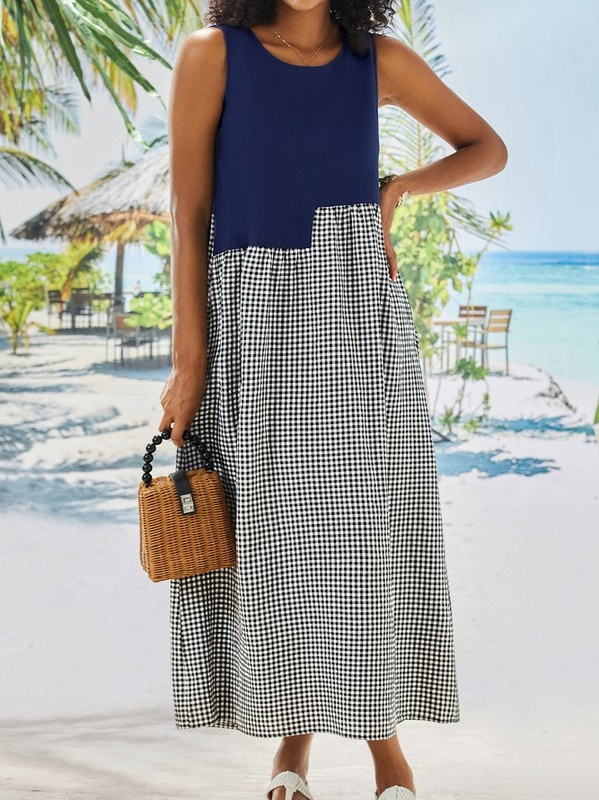 Black Casual Sleeveless Weaving Handmade Dress