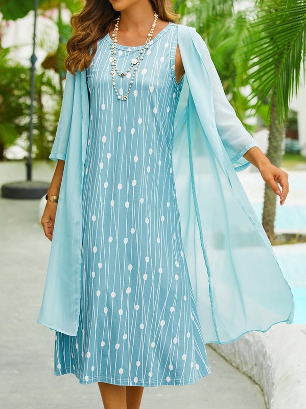 Chiffon Crew Neck Two Piece Set