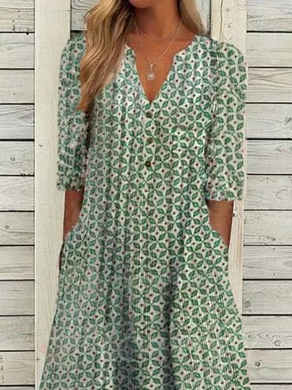 Cotton Half Sleeve Weaving Handmade Dress