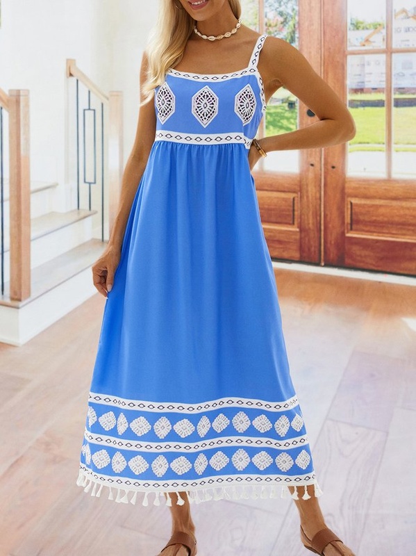 Bohemian loose casual large size Handmade Dress