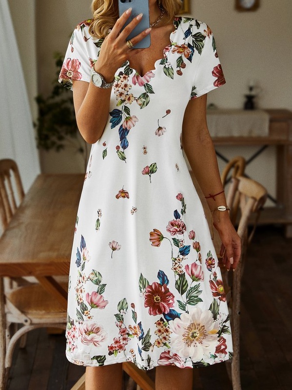 Casual Loosen Short Sleeve Knit Handmade Dress