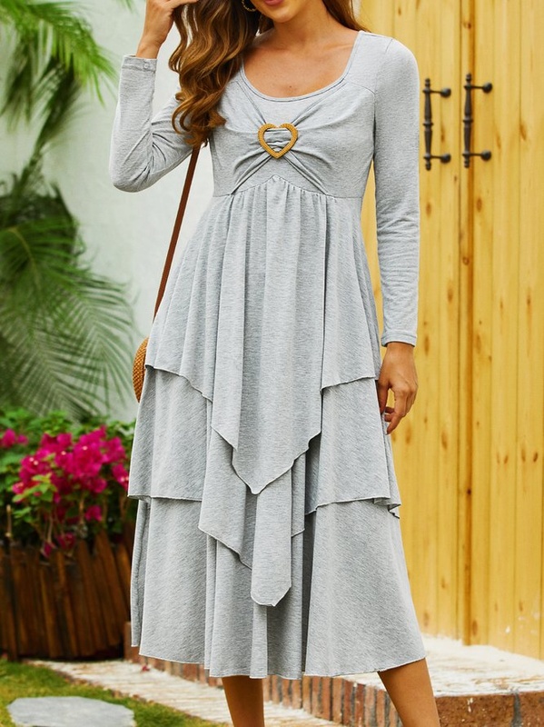 Casual Jersey Grommets Loose Handmade Dress
