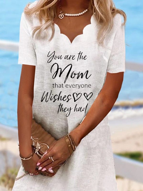 Cotton Text Letters Casual Others Handmade Dress