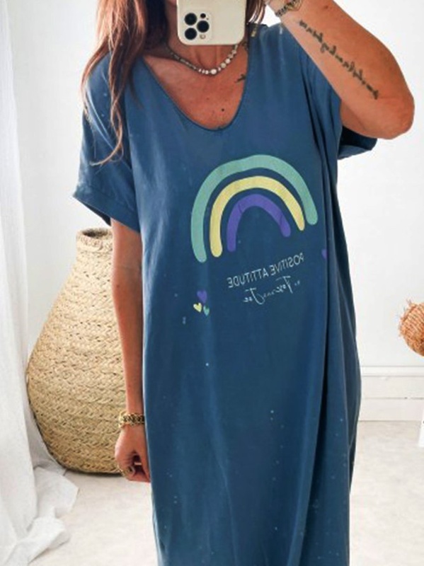 Short Sleeve Cotton Blend Knitting Handmade Dress