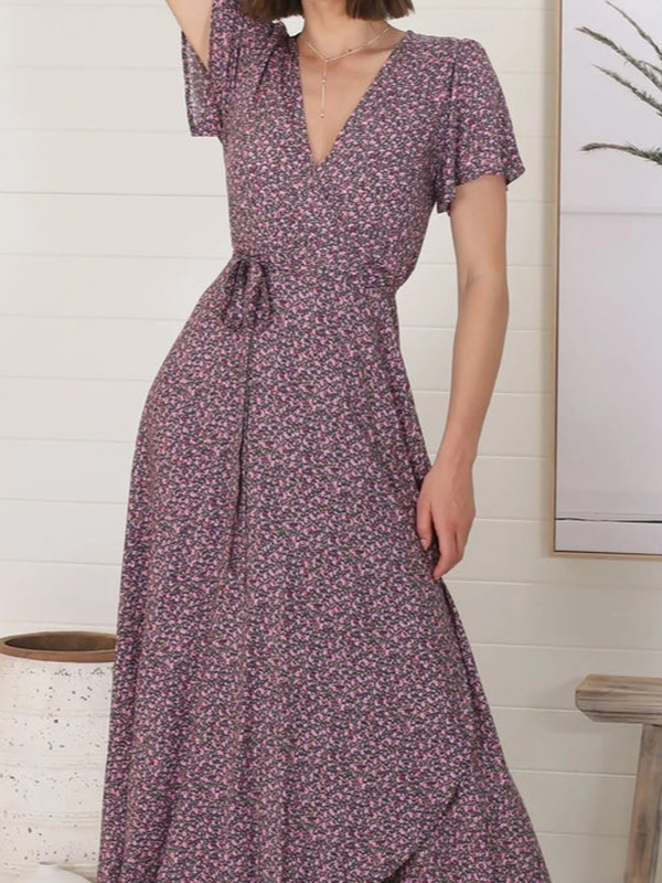 Disty Floral Loose Casual Handmade Dress