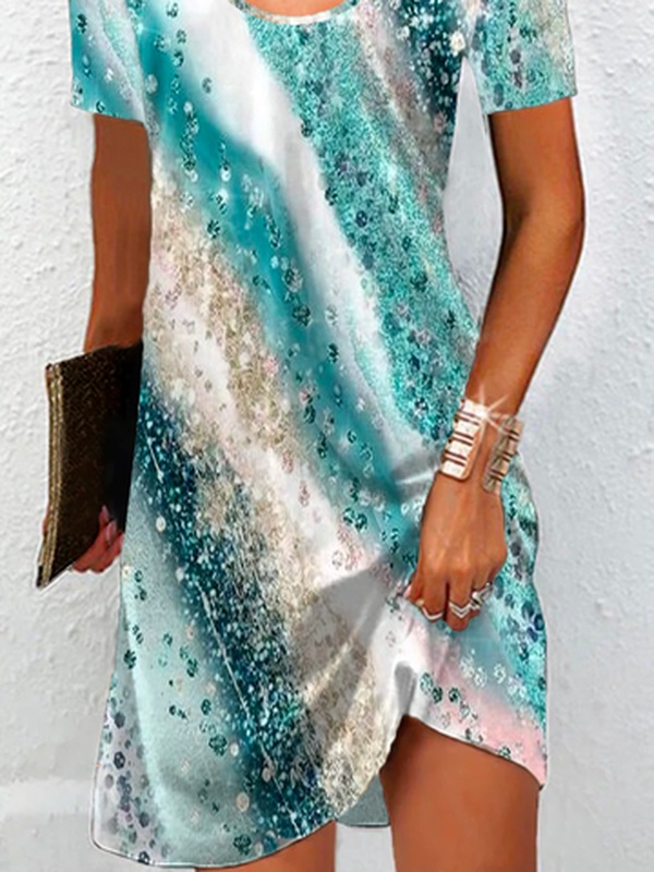 Loose Casual Crew Neck Handmade Dress