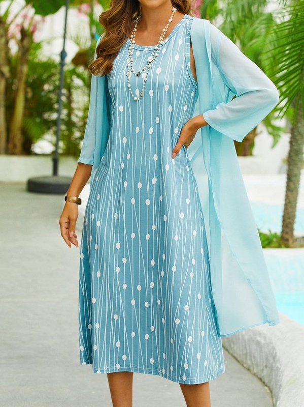 Chiffon Crew Neck Two Piece Set