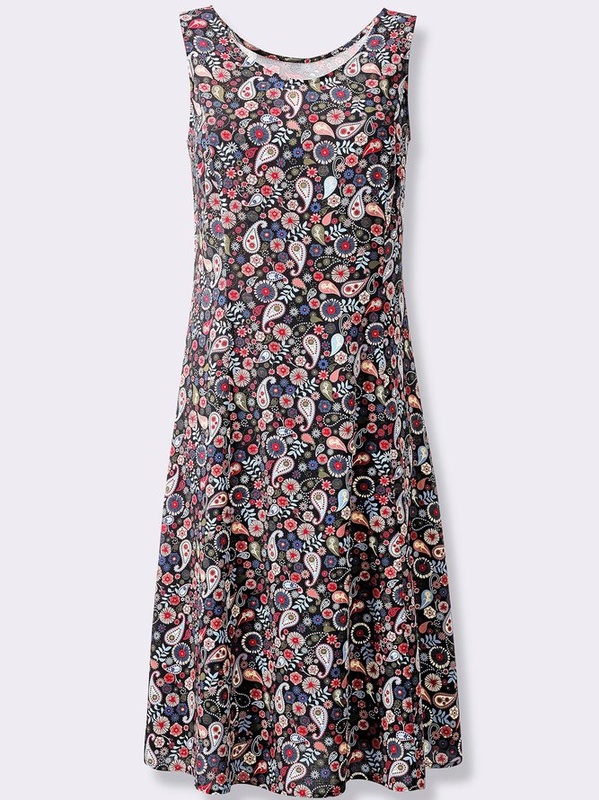 Vacation Paisley Loose Jersey Handmade Dress