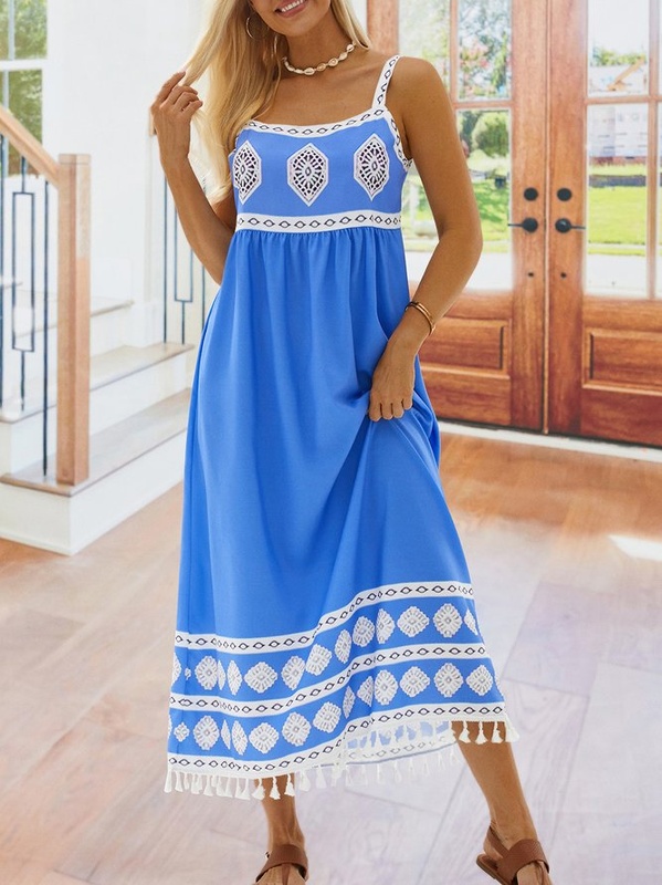 Bohemian loose casual large size Handmade Dress