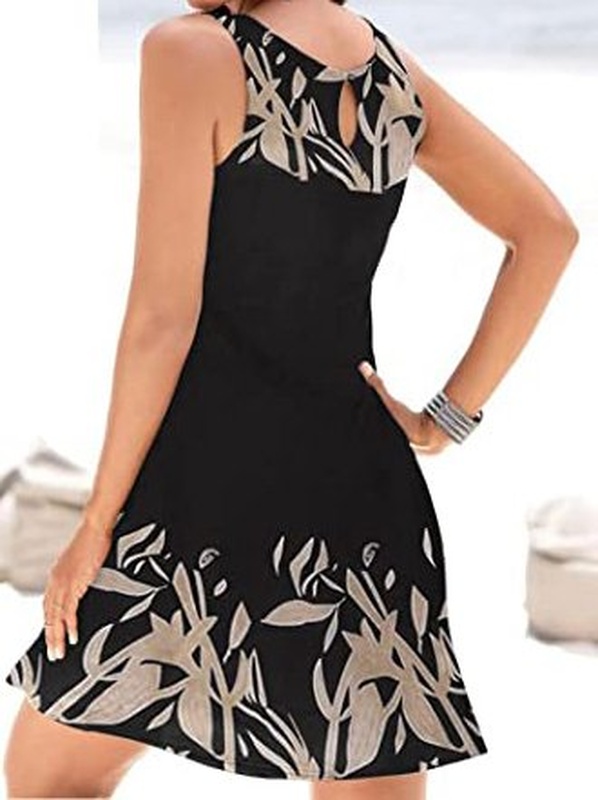 Casual Notched Floral Loose Handmade Dress