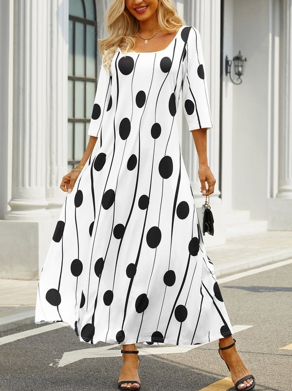 Geometric Printed Casual Handmade Dress