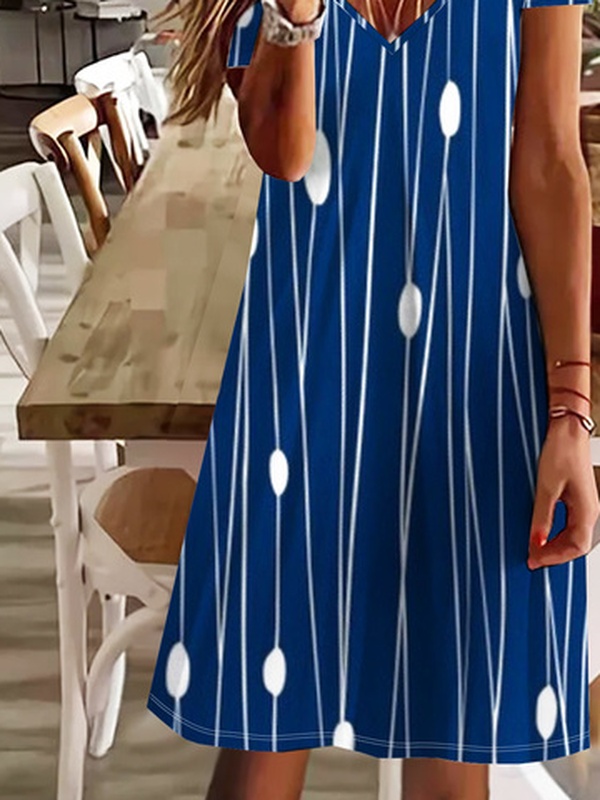 Loose Polka Dots V Neck Jersey Shorts