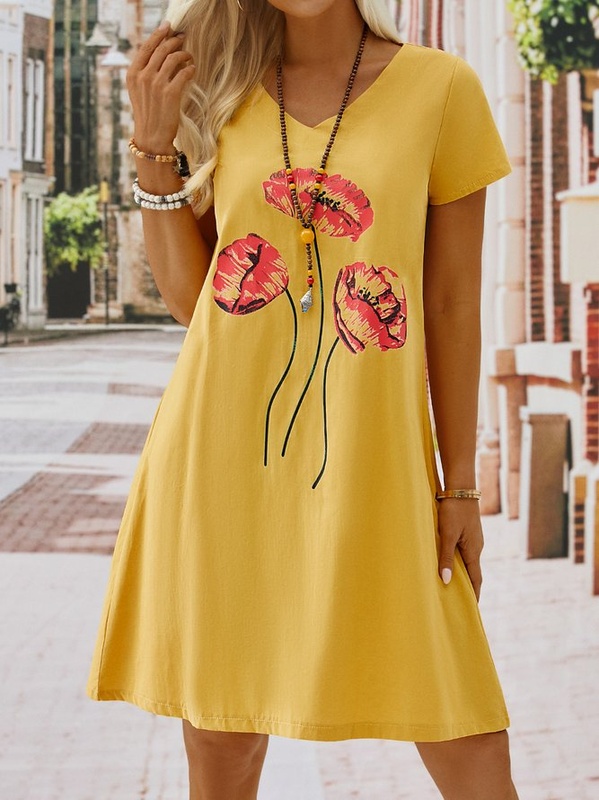 Casual Short Sleeve Knitting Handmade Dress