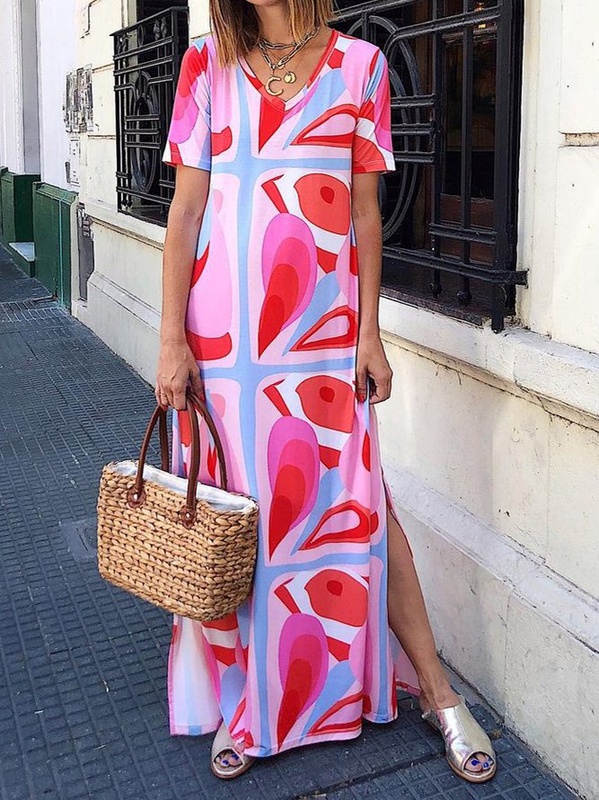 Boho Floral Knitting Handmade Dress