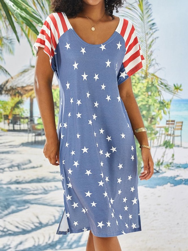 New Women Chic Vintage Boho Hippie Holiday Star Shift Short