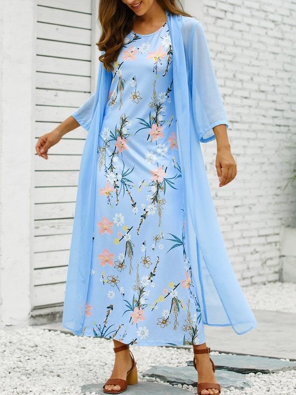 Floral Sweet Long Sleeve Woven Handmade Dress