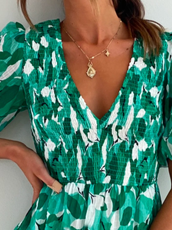 Scramble Vacation Leaf Handmade Dress