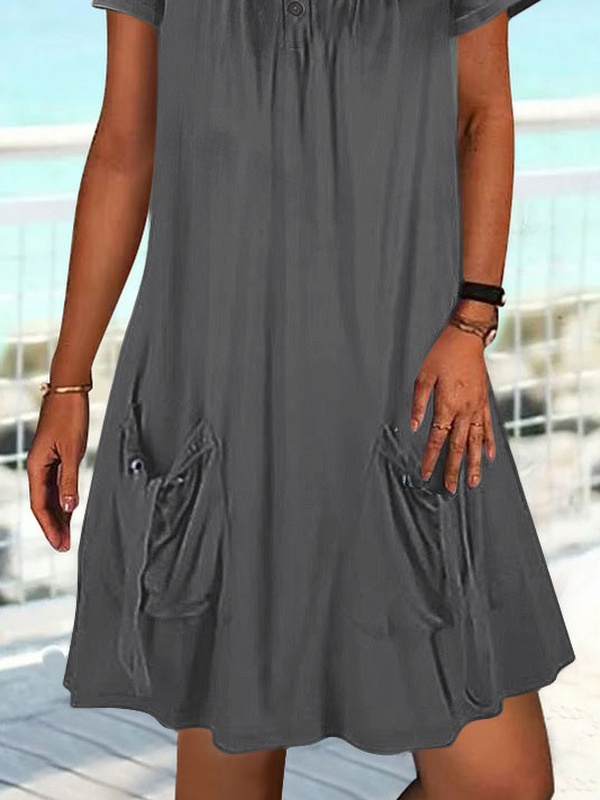 Shirt Collar Casual Loose Handmade Dress