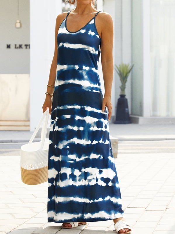 Dip Dyed Crew Neck Sleeveless Knitting Handmade Dress