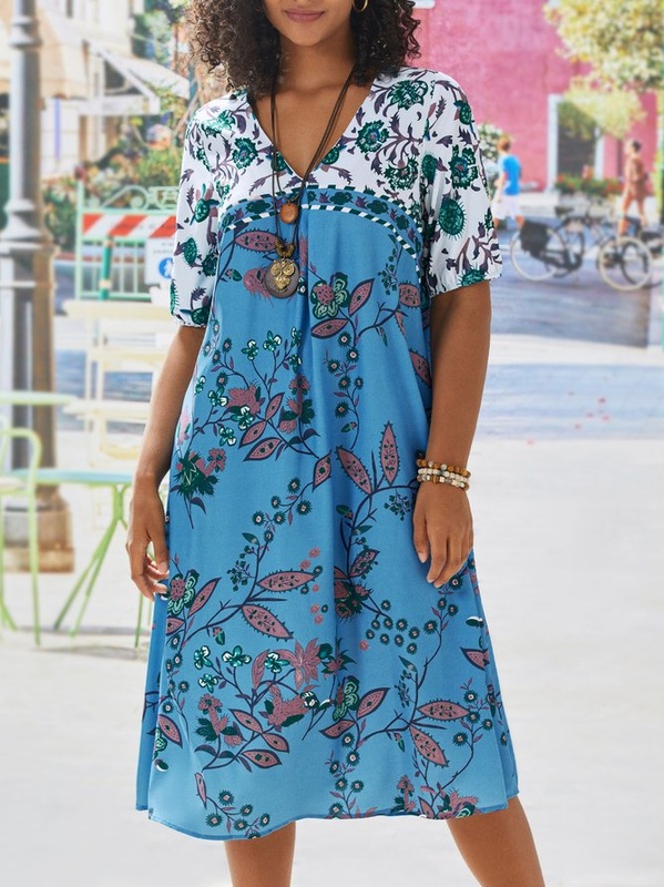 Vintage Boho Holiday Casual Half Sleeve Shift Casual Weaving Handmade Dress