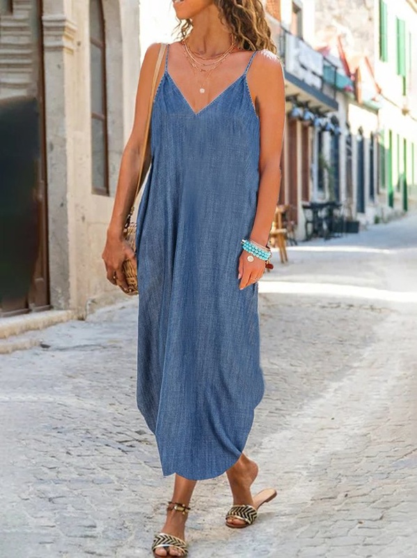 Denim Sling Handmade Dress