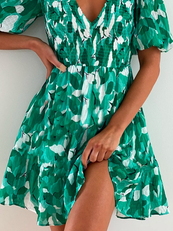 Scramble Vacation Leaf Handmade Dress