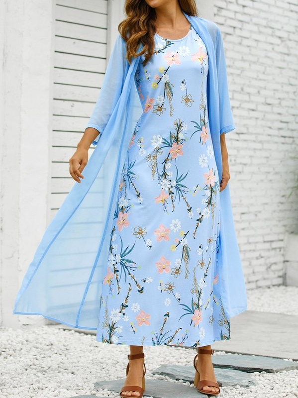 Floral Sweet Long Sleeve Woven Handmade Dress